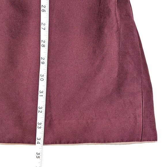 Halston Heritage | Cotton & Silk Syrah Burgundy Stripe Seam Mini Dress | Size 8 - Picture 14 of 15